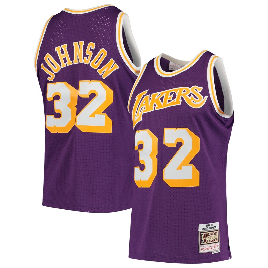 Magic Johnson Los Angeles Lakers Mitchell & Ness 1984-85 Hardwood Classics Swingman Player Jersey  Purple   