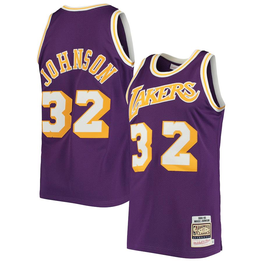 Magic Johnson Los Angeles Lakers Mitchell & Ness 1984 Hardwood Classics Jersey - Purple