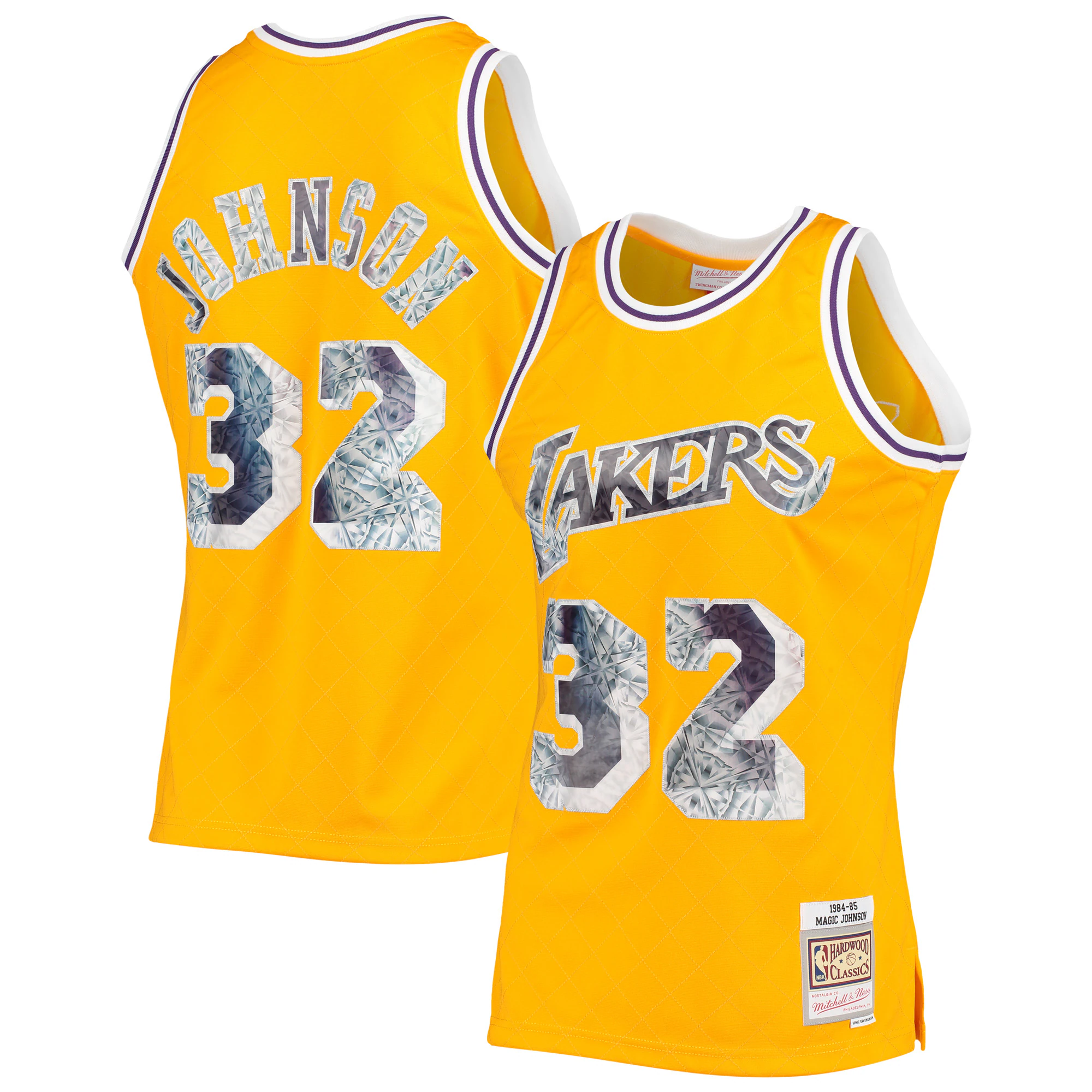 Magic Johnson Los Angeles Lakers Mitchell & Ness 1996-97 Hardwood Classics Nba 75th Anniversary Diamond Swingman Jersey - Gold
