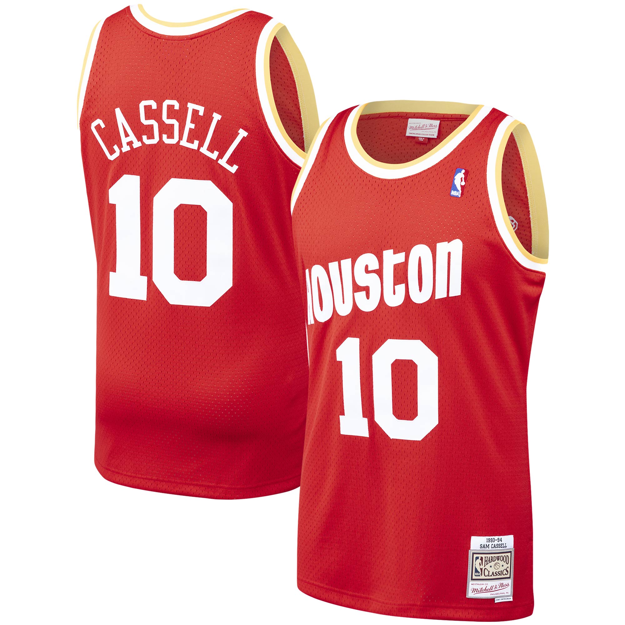 Men's Mitchell & Ness Sam Cassell Red Houston Rockets 1993-94 Hardwood Classics Swingman Player Jersey