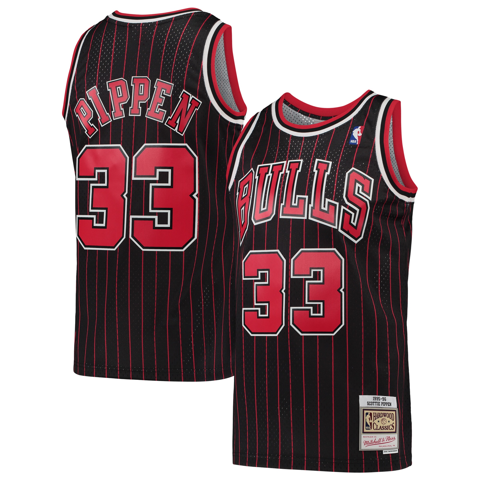Men's Mitchell & Ness Scottie Pippen Black Chicago Bulls Hardwood Classics 1995-96 Swingman Jersey