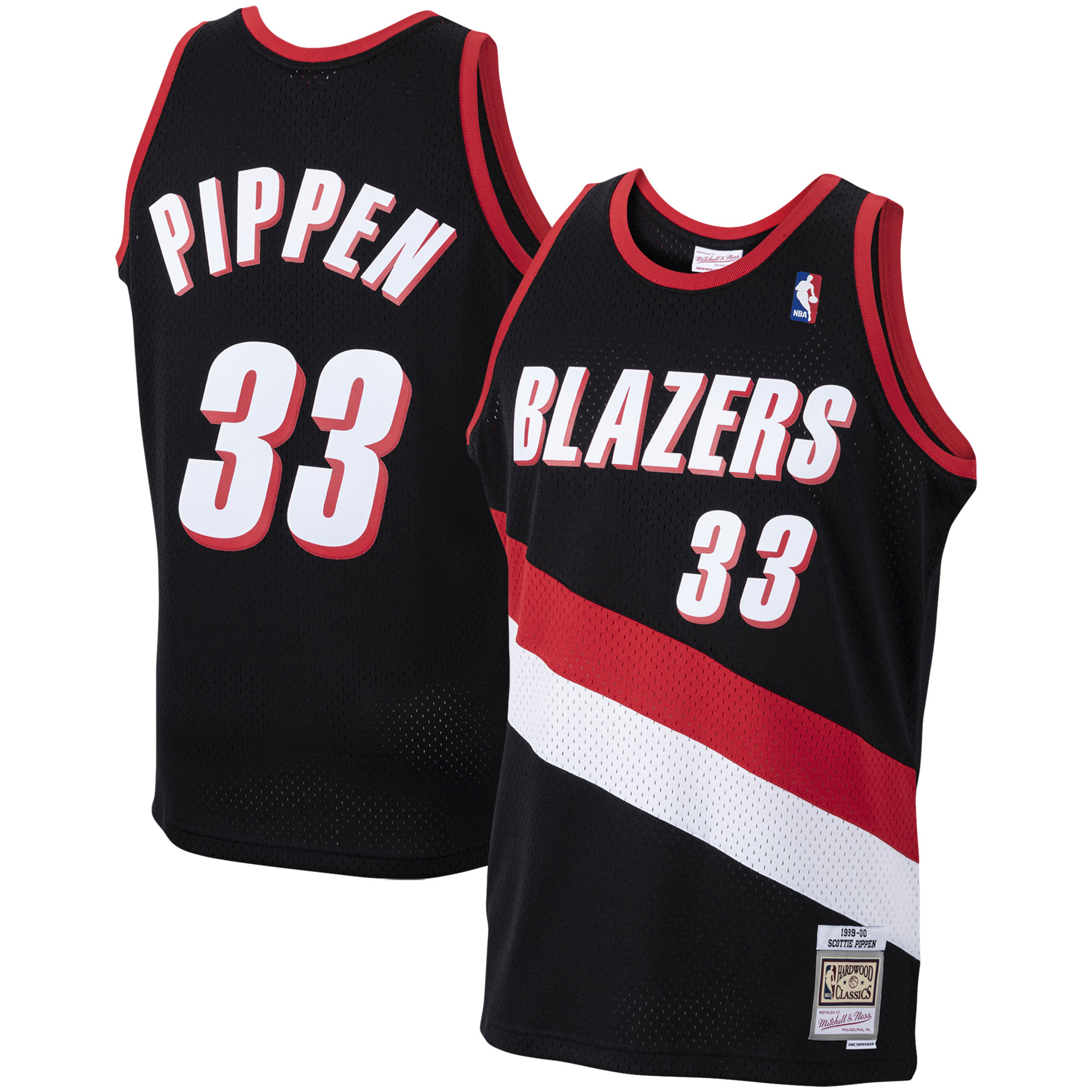Men's Mitchell & Ness Scottie Pippen Black Portland Trail Blazers 1999-00 Hardwood Classics Swingman Jersey