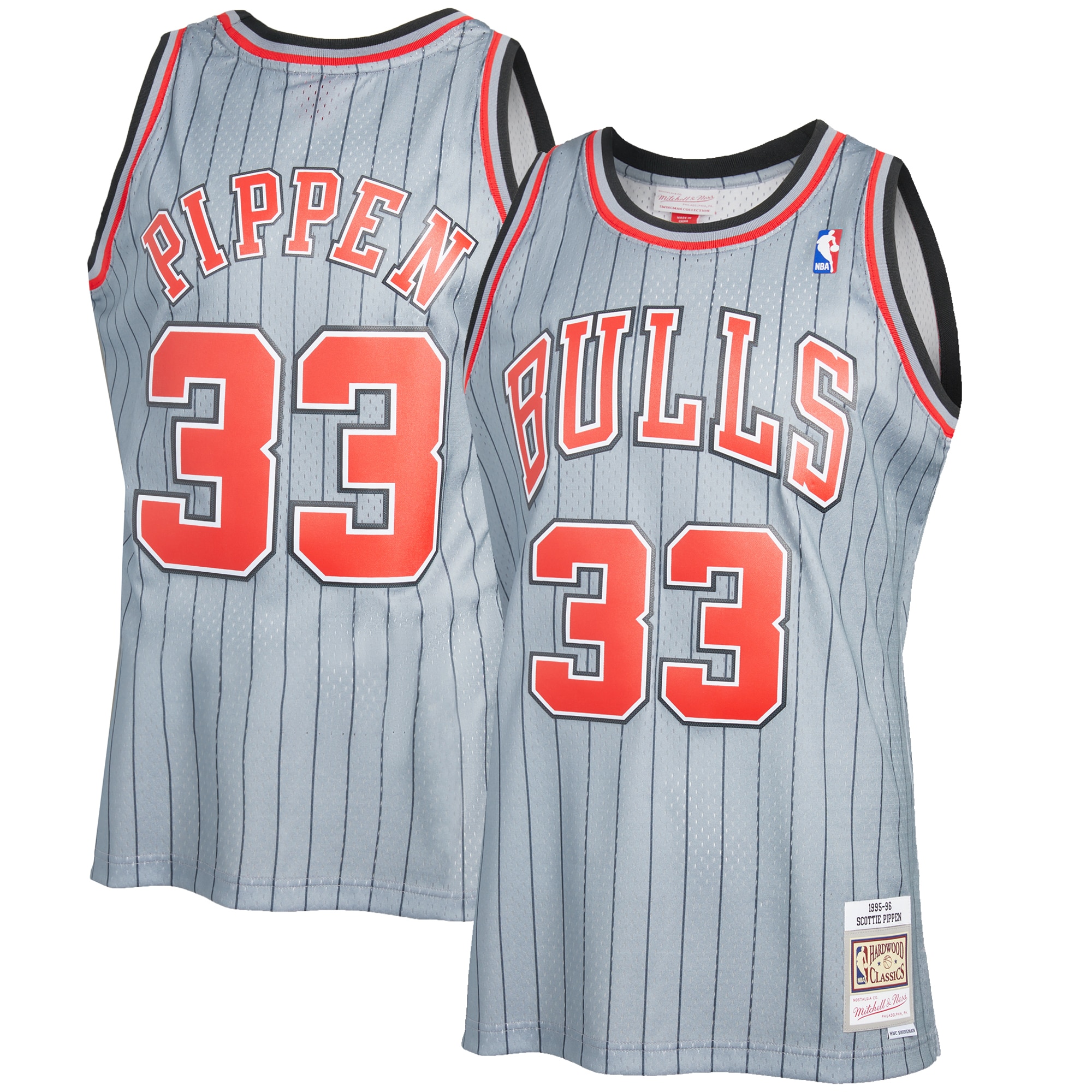 Men's Mitchell & Ness Scottie Pippen Gray Chicago Bulls 1995-96 Hardwood Classics Reload 2.0 Swingman Jersey