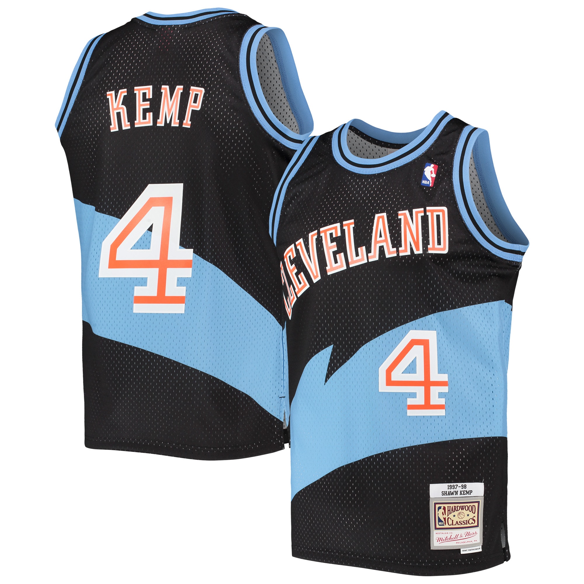 Men's Mitchell & Ness Shawn Kemp Black Cleveland Cavaliers 1997-98 Hardwood Classics Swingman Jersey